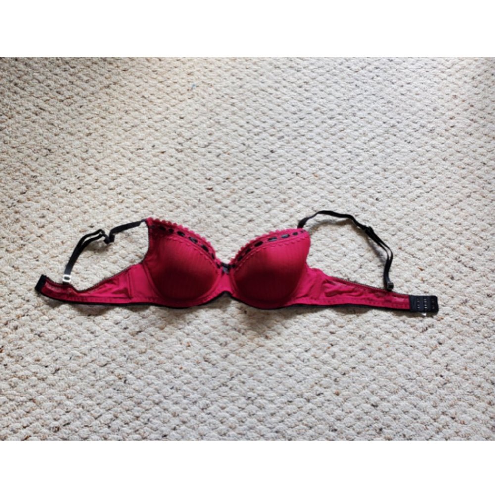 JACOB Black Trim Lace Red Bra